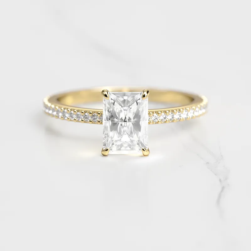 Round Half Pave Tapered Diamond Ring diamond engagement ring