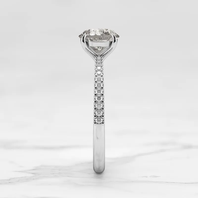 ROUND HALF PAVE TAPERED SALT & PEPPER DIAMOND RING view 13