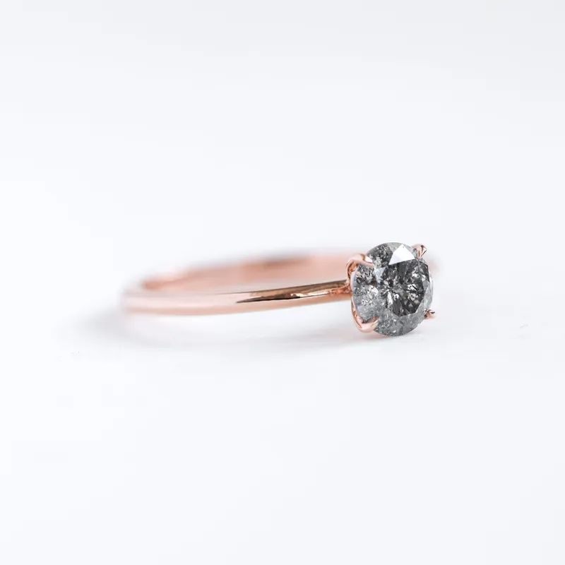 Round Solitaire Salt & Pepper Diamond Ring view 2