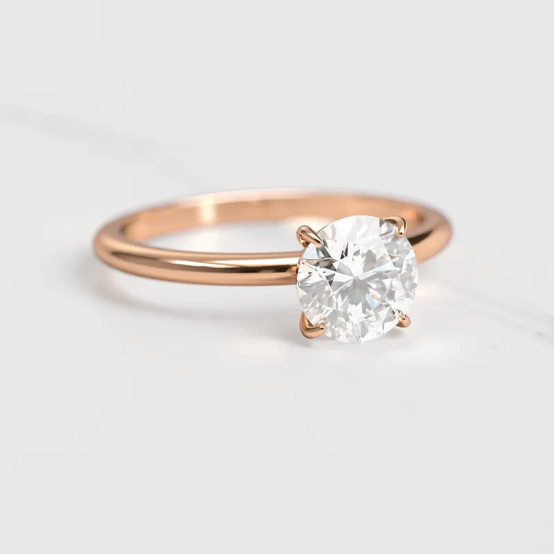 Round Tapered Solitaire Diamond Ring vy 2