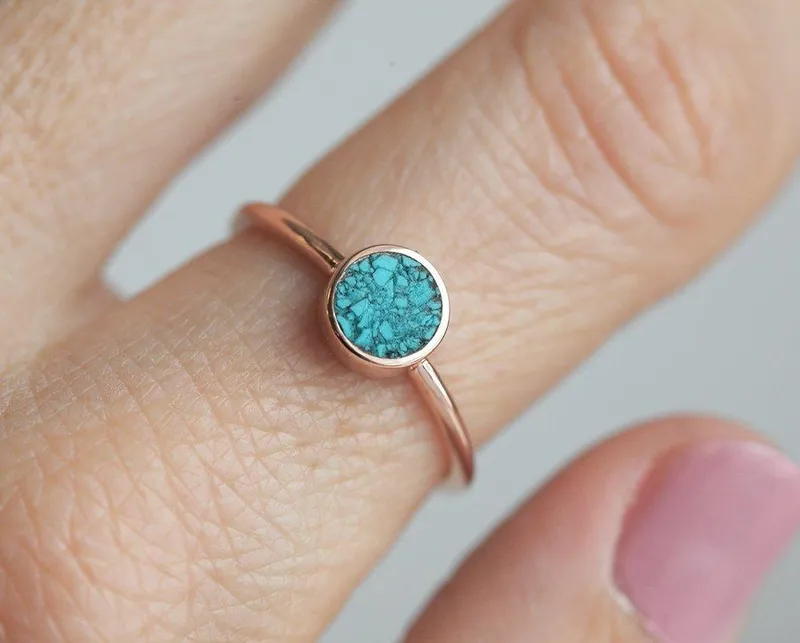 Round Turquoise Ring, Turquoise Engagement Ring round cut engagement ring
