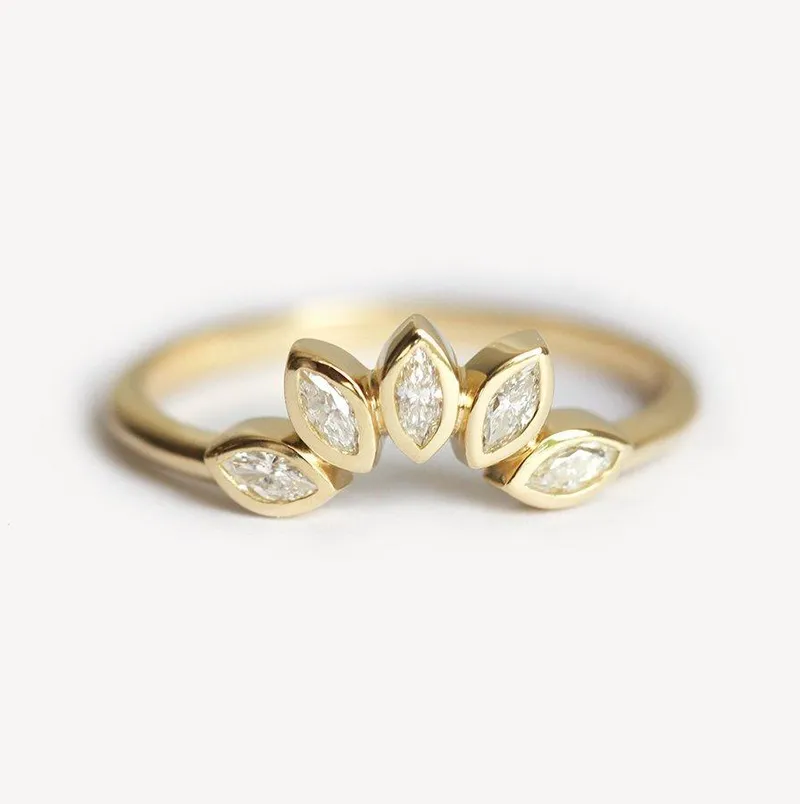 Round Rose Cut Diamond Ring Set With Marquise Diamond Crown vy 4