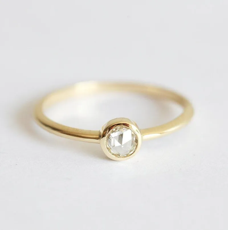 Round Rose Cut Diamond Ring Set With Marquise Diamond Crown vy 5