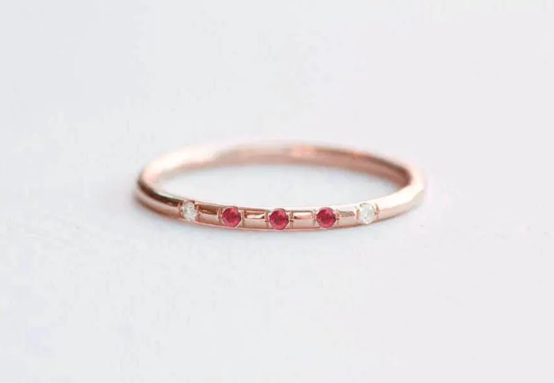 RUBY DIAMOND RING, RUBY DIAMOND BAND RING vy 2