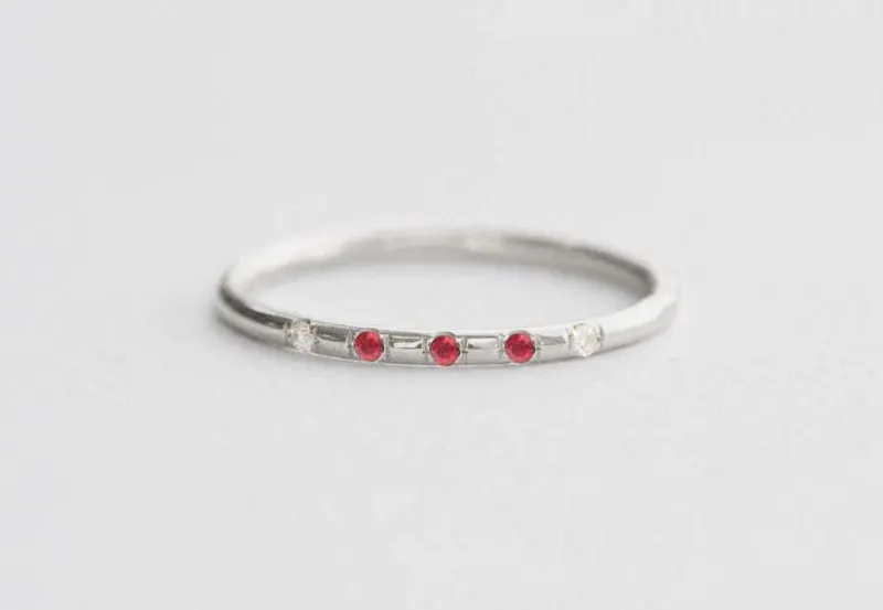 RUBY DIAMOND RING, RUBY DIAMOND BAND RING vy 3