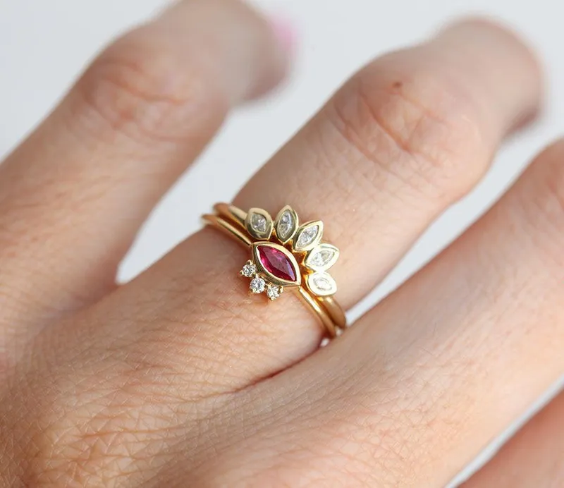 Ruby Ring Set, Bridal Set vy 2