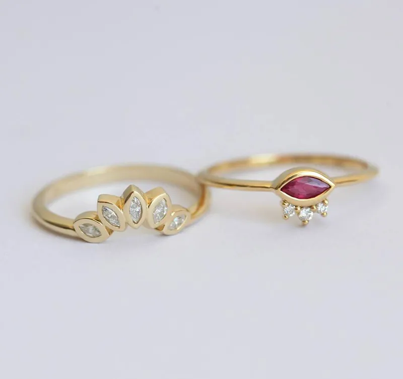 Ruby Ring Set, Bridal Set vy 3