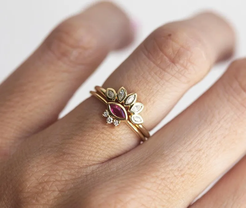 Ruby Ring Set, Bridal Set vy 4