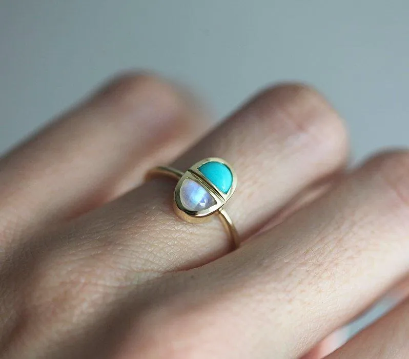 Ruth Turquoise & Moonstone Ring vy 2
