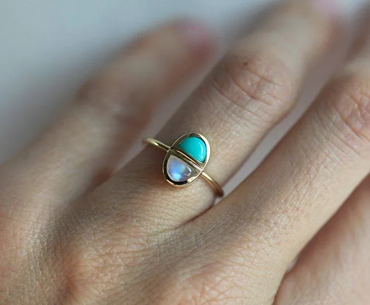 Ruth Turquoise & Moonstone Ring vy 3