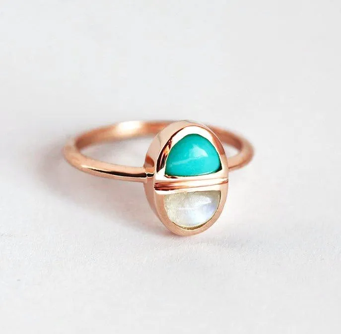 Ruth Turquoise & Moonstone Ring vy 4