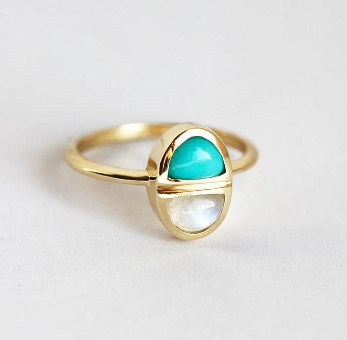 Ruth Turquoise & Moonstone Ring blue engagement ring