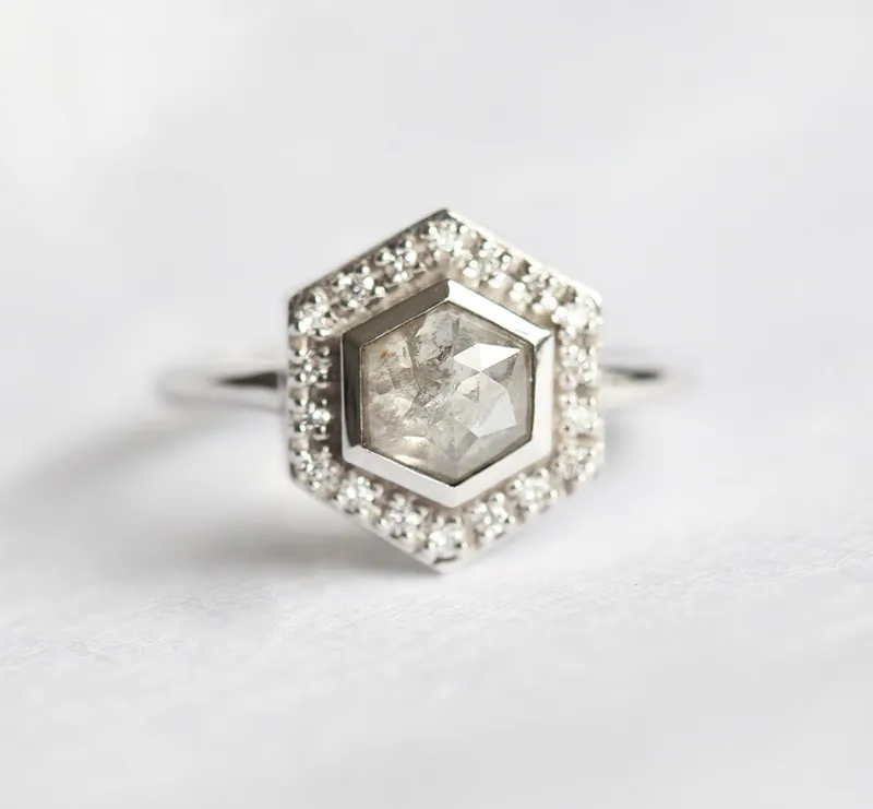 Ryan Hexagon Salt & Pepper Diamond Ring engagement ring