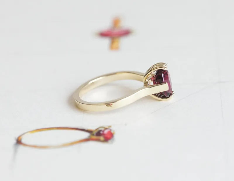SALEM OVAL GARNET RING vy 4