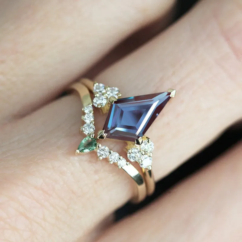 Sally Kite Alexandrite Ring Set view 2