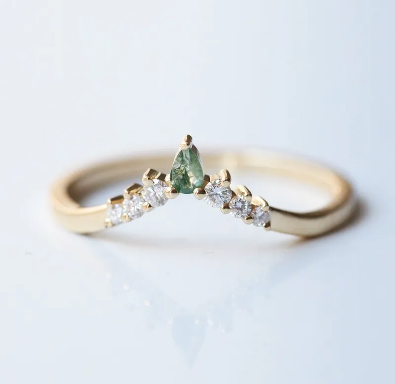 Sally Kite Moss Agate Ring Set vy 5