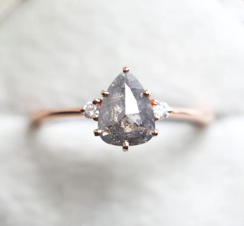 Samantha Pear Salt & Pepper Diamond Ring vy 3