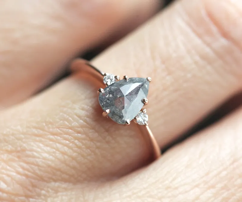 Samantha Pear Salt & Pepper Diamond Ring vy 4