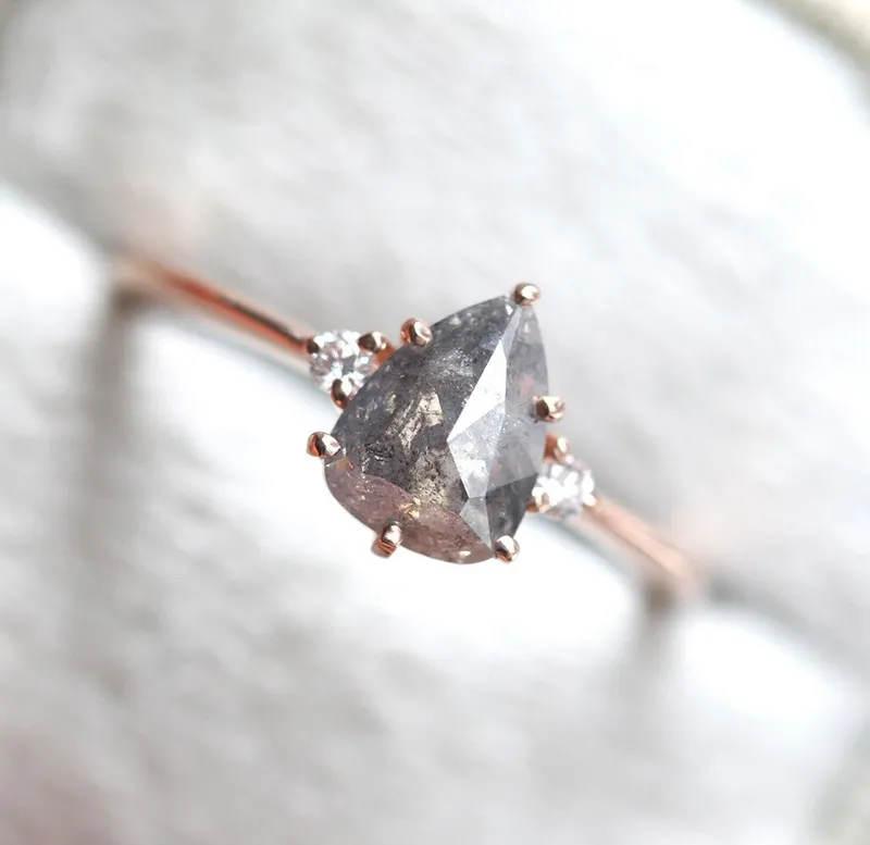 Samantha Pear Salt & Pepper Diamond Ring vy 5