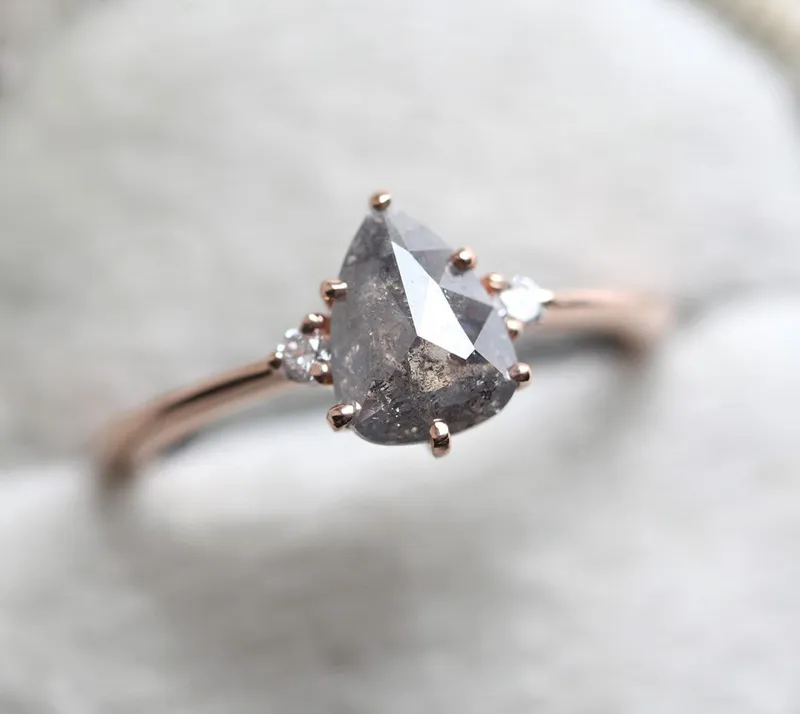 Samantha Pear Salt & Pepper Diamond Ring vy 7