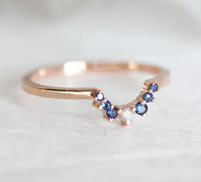 Sapphire Diamond Ring Rose Gold view 2