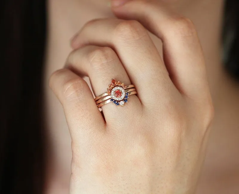 Sapphire Diamond Ring Rose Gold view 5
