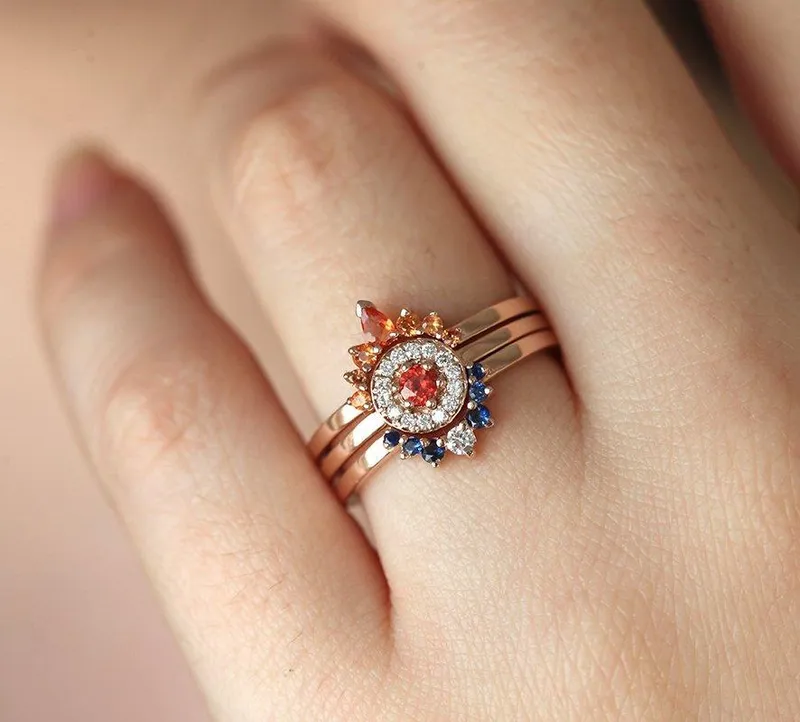 Sapphire Diamond Ring Rose Gold view 6