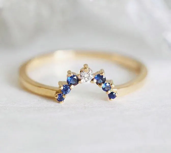 Sapphire Diamond Ring Rose Gold view 7