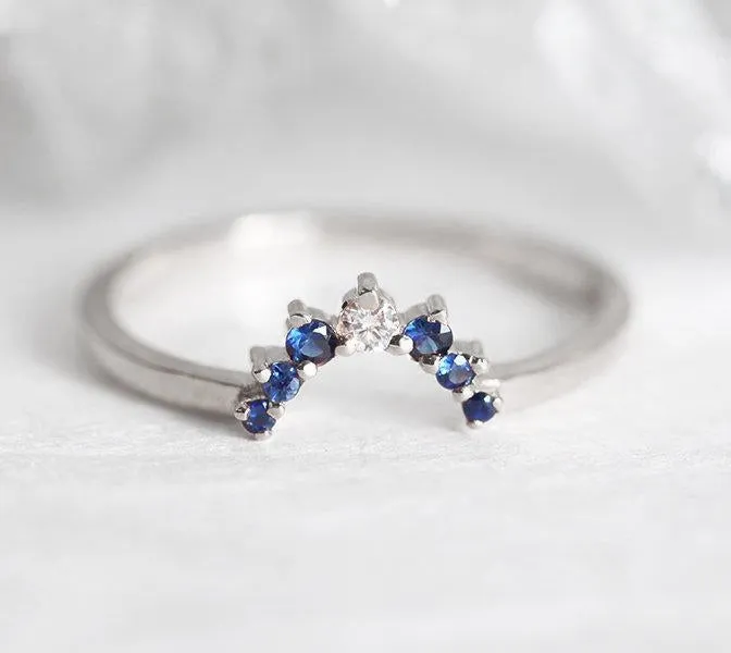 Sapphire Diamond Ring Rose Gold view 8