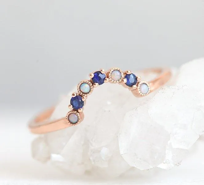 Sapphire Opal Ring, Opal And Sapphire Ring view 2