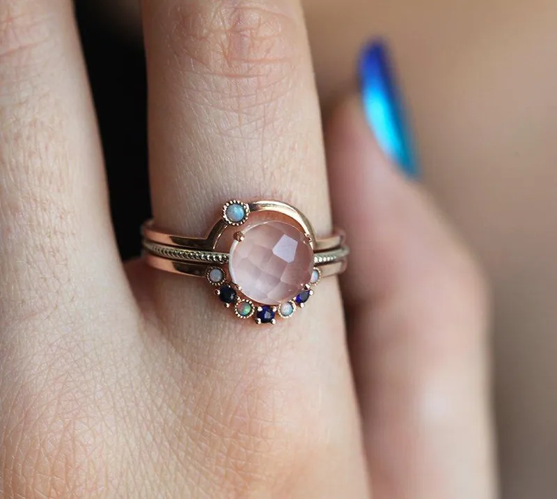 Sapphire Opal Ring, Opal And Sapphire Ring view 3