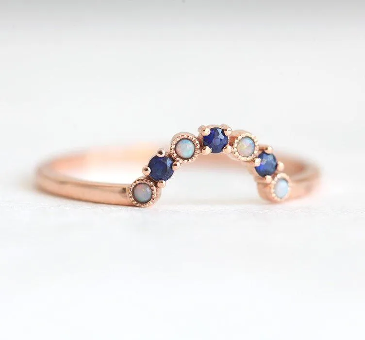 Sapphire Opal Ring, Opal And Sapphire Ring view 4