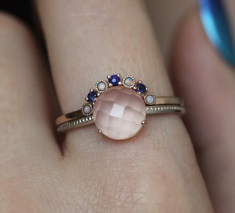 Sapphire Opal Ring, Opal And Sapphire Ring view 5