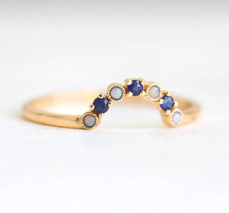 Sapphire Opal Ring, Opal And Sapphire Ring view 6