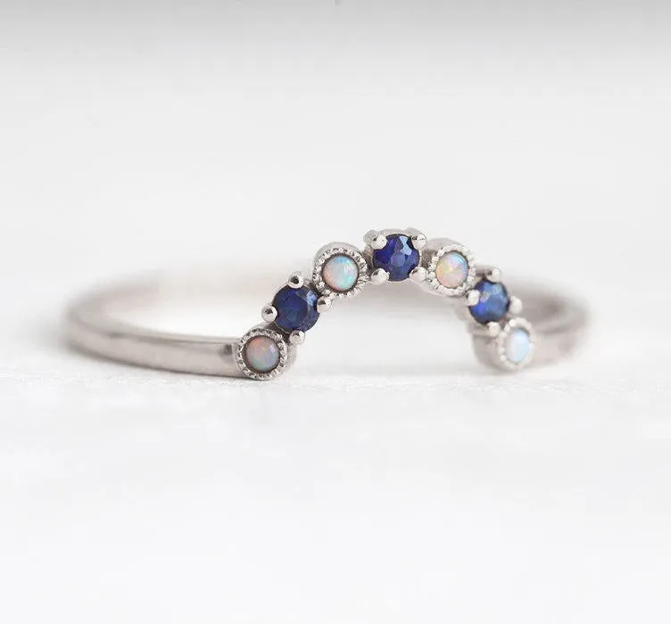 Sapphire Opal Ring, Opal And Sapphire Ring view 7