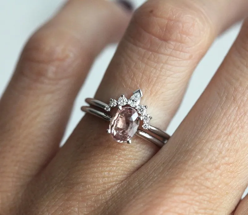 Sapphire Ring Set, 18K Engagement Ring Set vy 4