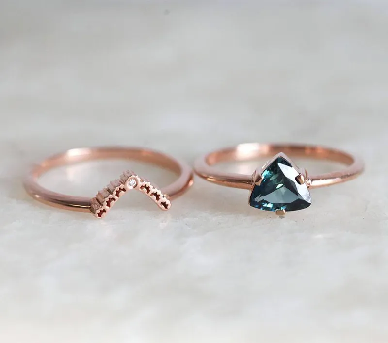 Sapphire Ring Set, Diamond Ring vy 2