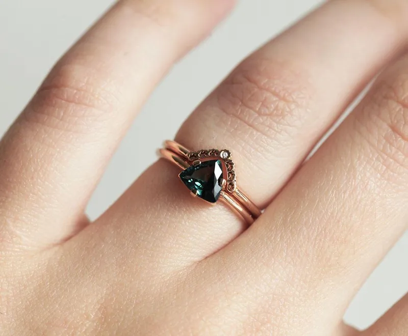 Sapphire Ring Set, Diamond Ring vy 5