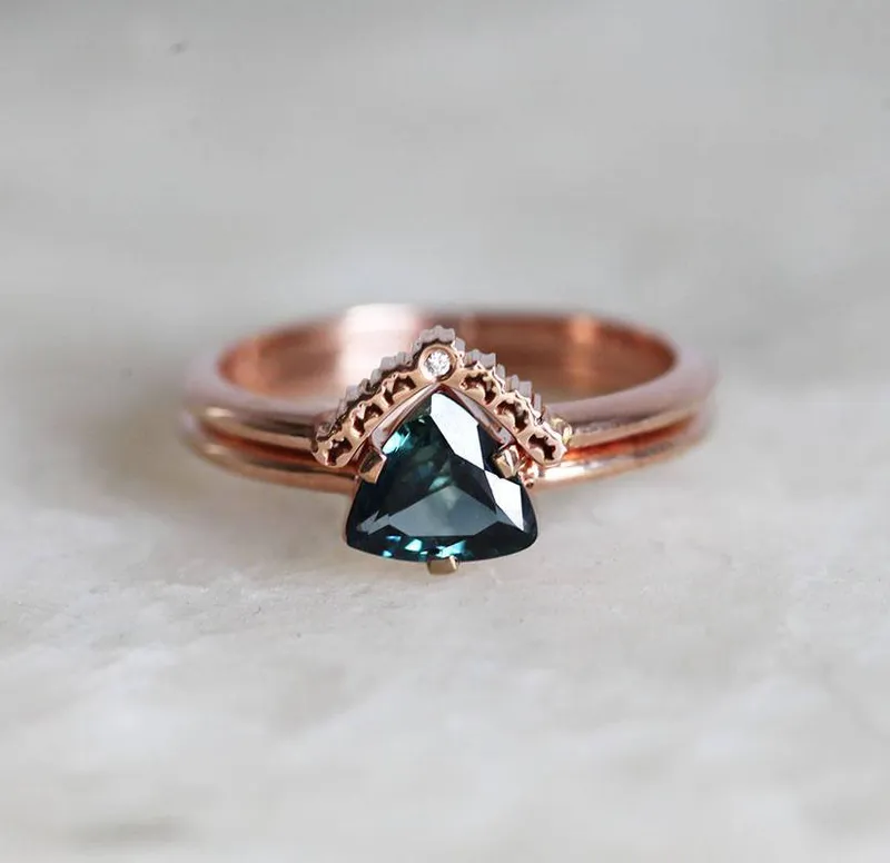 Sapphire Ring Set, Diamond Ring vy 6