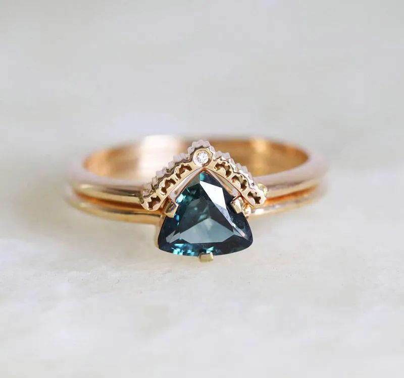 Sapphire Ring Set, Diamond Ring vy 8