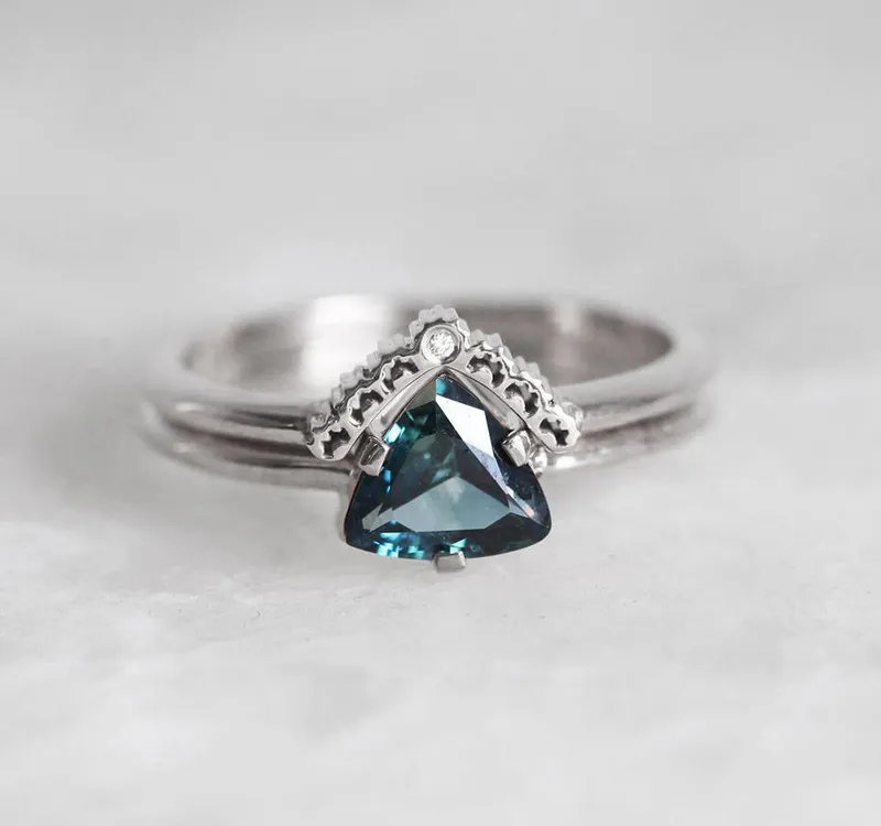 Sapphire Ring Set, Diamond Ring vy 9