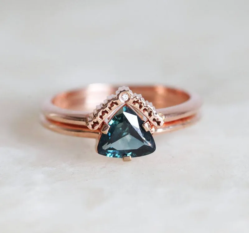 Sapphire Ring Set, Diamond Ring sapphire engagement ring