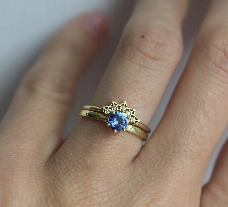 SAPPHIRE RING SET, SOLITAIRE ENGAGEMENT RING view 2