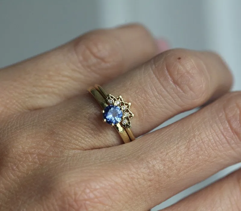 SAPPHIRE RING SET, SOLITAIRE ENGAGEMENT RING view 5