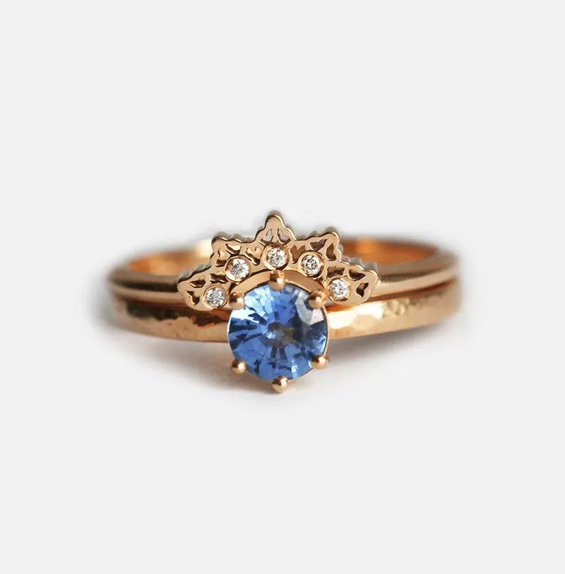 SAPPHIRE RING SET, SOLITAIRE ENGAGEMENT RING view 6