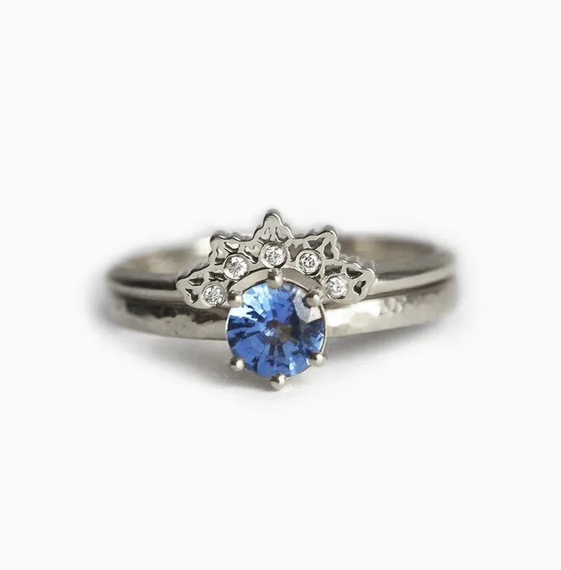 SAPPHIRE RING SET, SOLITAIRE ENGAGEMENT RING view 7