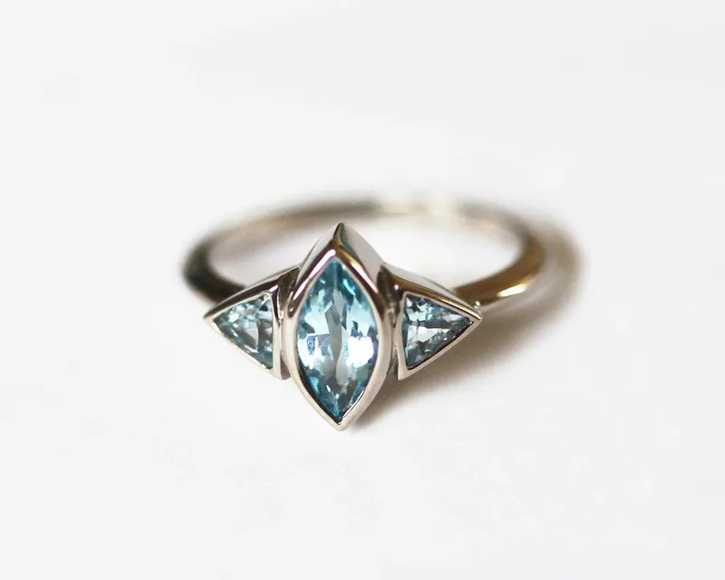 Sarita Palladium Aquamarine Marquise Engagement Ring view 2