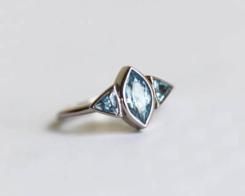 Sarita Palladium Aquamarine Marquise Engagement Ring view 3
