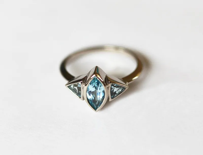 Sarita Palladium Aquamarine Marquise Engagement Ring view 4