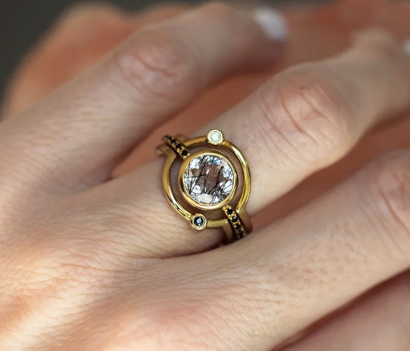 SATURN MOSS AGATE RING SET vy 6